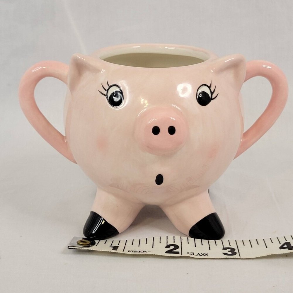 MWW Market Pig Planter Vase pink black white Nursery baby